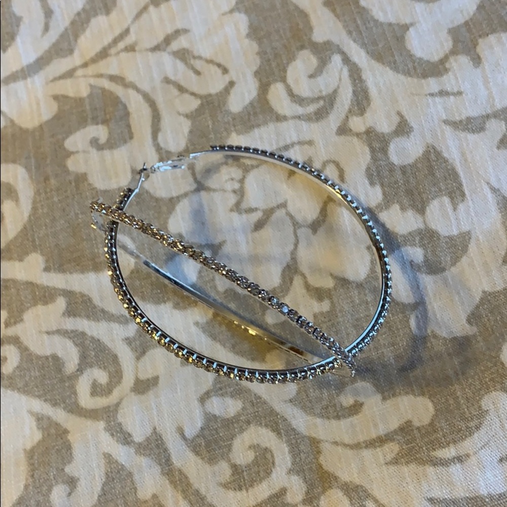 Rhinestone Hoop Earrings pageant prom